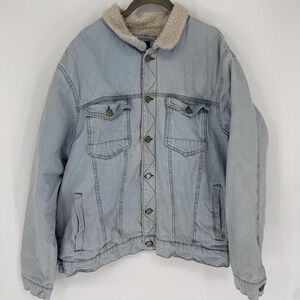 Sunrise Kingdom Jacket Mens XL‎ Denim Sherpa Lined Trucker Blue SKDJ-1004
